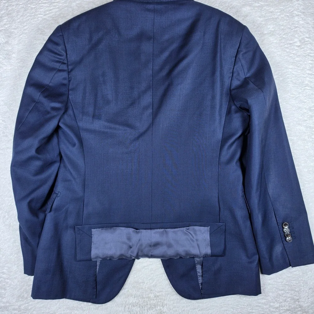 Suitsupply Havana Mens 38S Blue Wool Vitale Barberis Canonico L/S Button Up